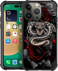 for iPhone 12 Pro Max Case, Entwined Rose Snake Pattern Graphic Design Girl Boy by FKBRCL4U