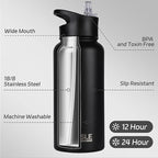HASLE OUTFITTERS 32 oz Insulated Water Bottle Stainless Steel Double Walled - Image 2