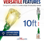10ft Outdoor/Indoor Extension Cord 14/3 Gauge Heavy Duty 3 Prong SJTW, - Image 6