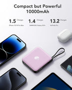 VRURC Portable Charger with Built-in Cable, 10000mAh 22.5W Fast Charging USB C - Image 3