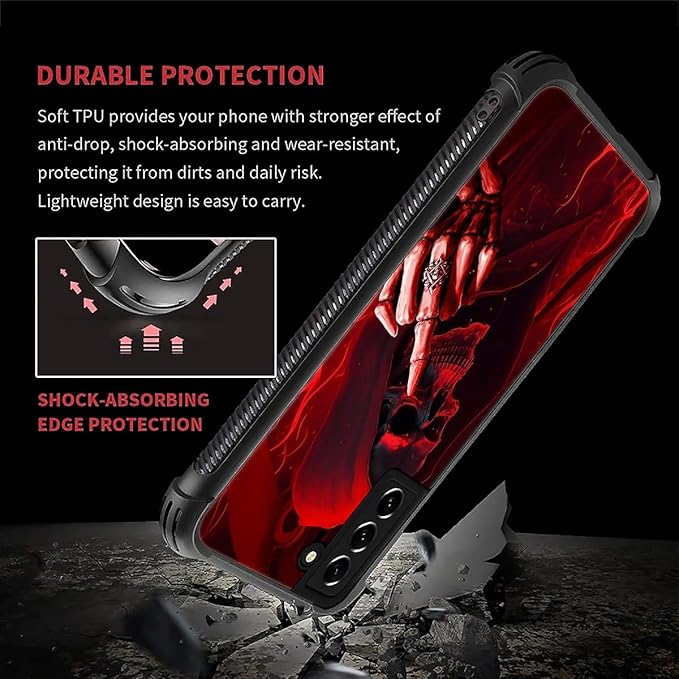 for Samsung Galaxy S22 Case, Gestures Funny Skull Pattern Graphic Design Girl - Image 2