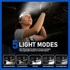 Nessciera Rechargeable LED Headlamp, 400 Lumens, 230° Wide Beam, 5 Modes — - Image 2