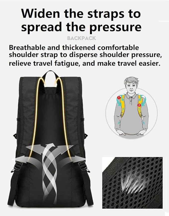 levayhill Hiking Backpack Daypack Lightweight Packable Travel Outdoor Camping - Image 4