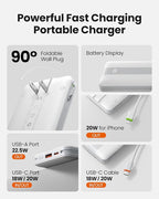 Fast Charging Power Bank, USB C Portable Charger Built-in Cables and Wall Plug - Image 2