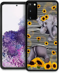 for Samsung Galaxy S20 Case, Cute Little Elephant Sunflower White Line Art by FKBRCL4U