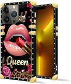 Compatible with iPhone 13 Pro Max Case, Glitter Red Rose Queen Leopard Lipstick - Image 2