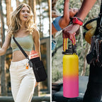 Insulated Water Bottle with Straw - 40 oz Triple Walled Water Bottle with Strap - Image 5