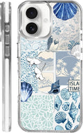 Case for iPhone 16 Plus, Sea Life Ocean Waves Seashell Collage Phone Case by Toulas