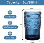 ZMOWIPDL Vintage Glassware Drinking Glasses Set of 6, 13 oz Blue Textured - Image 2