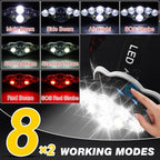 Elmchee Rechargeable Headlamp, 18000 Lumen Bright 8 Led Head Lamp, 16 Modes - Image 5