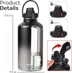 Water Bottle Insulated 32oz 40oz 64oz 128oz Straw Lid Spout Lid & 3 Lids - Image 2