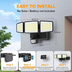 UME Battery Powered Motion Sensor Outdoor Lights 302 LED 1800LM, IP65 - Image 6