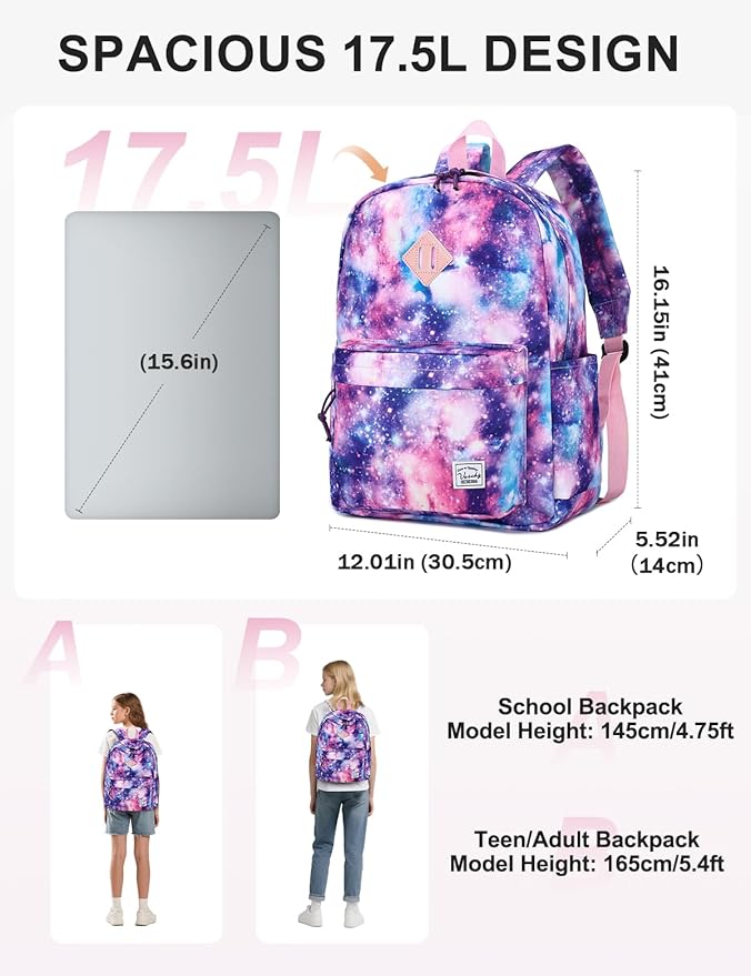 VASCHY Backpack for School, Lightweight Water Resistant Bookbag Casual Daypack - Image 2