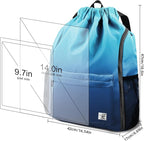 Drawstring Backpack with Mesh Pockets String Gym Bag Sackpack Sandproof Water - Image 7