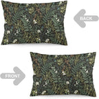 Botanical Print Floral Throw Pillow Covers Set of 2 Queen Size Black Sage Green - Image 3