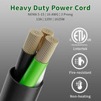 Elecan 3-Prong Y Splitter Power Extension Cord 2 Ft/2 Pack, 45-Degree Angled - Image 6