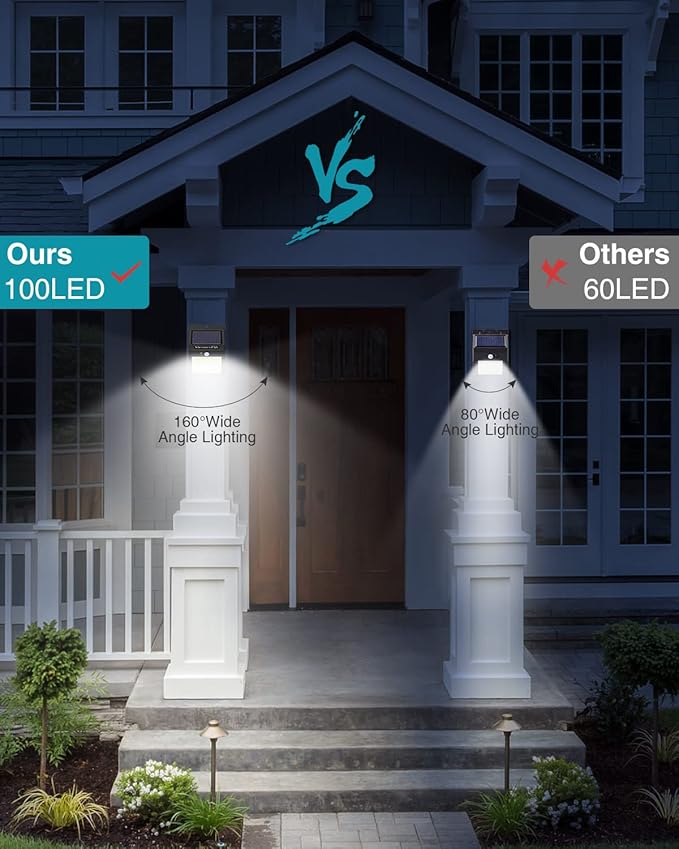 10 Pack Outdoor Solar Lights, 3 Modes/100LED Wireless Solar Security Lights - Image 3