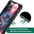 for iPhone 14 Pro Max Case, Star Two Wolfs Howling Pattern Graphic Design Girl - Image 2