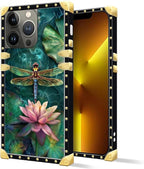 Compatible with iPhone 13 Pro Case, Colourful Dragonfly Pink Lily Pads Luxury - Image 2