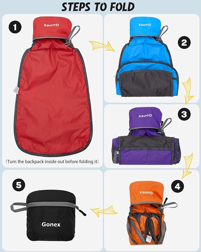 Gonex Ultra Lightweight Packable Backpack 20L Daypack Handy Foldable Camping - Image 3
