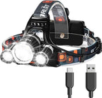 Headlamp Rechargeable Super Bright 20000 Lumens, USB-C Head Lamp Flashlight by Hqdz-td