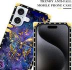 Compatible with iPhone 16 Plus Case, Glistening Golden Butterfly Vibrant Purple - Image 5