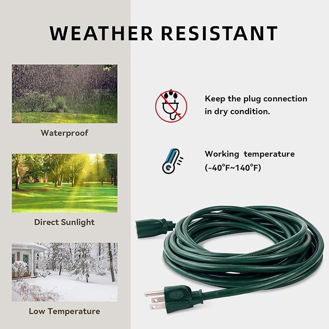 10ft Outdoor Extension Cord for Christmas Decorations - Image 5
