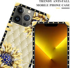 Compatible with iPhone 13 Pro Max Case, Sunflower Diamonds Leather Luxury - Image 4