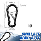 Large Carabiner Clip Hook, 5.5 inch 4 pcs Black Heavy Duty Spring Snap Hook Key - Image 3