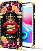 Compatible with iPhone 8 Plus 7 Plus Case, Queen Lip Crown Leopard Print Luxury - Image 2