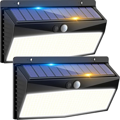 2 Pack 368 LED Solar Lights Outdoor Motion Sensor, Solar Fence Lights by Peasur