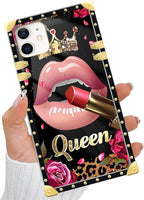 Compatible with iPhone 11 Case, Glitter Red Rose Queen Leopard Lipstick Luxury - Image 5