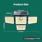 4500LM Solar Lights Outdoor, 4 Adjustable Heads Motion Sensor Lights, 3 Modes - Image 3
