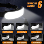 Rechargeable Headlamp High Lumen, 230° Wide Beam 1800 Lumen Super Bright Head - Image 3