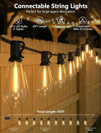 45FT Outdoor String Lights, 30 ST40 Shatterproof Vintage Edison Bulbs, Hanging - Image 2