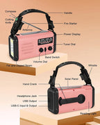 Emergency Crank Radio, 20000mAh / 74000mWh Solar Hand Crank Weather Radio - Image 8
