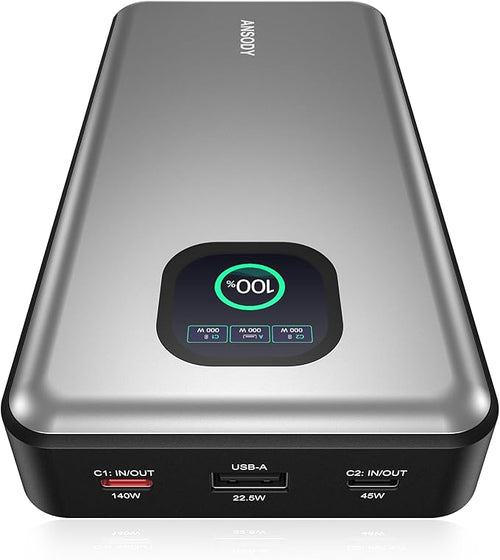140W Power Bank, 25000mAh Laptop Portable Charger by Ansody