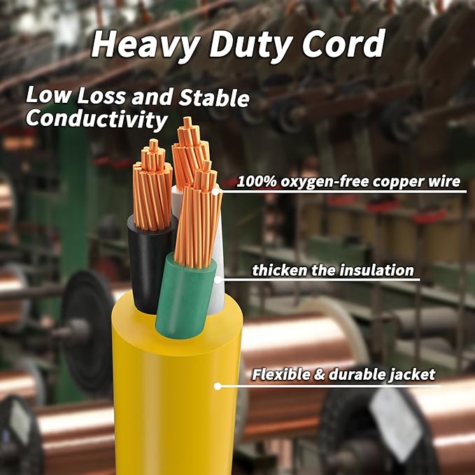PlugSaf 200 ft 14/3 Gauge Yellow Extension Cord Outdoor - Image 3