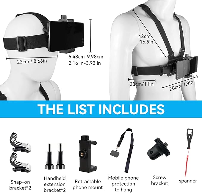 Mobile Phone Chest Strap Harness Mount Head Strap Holder Kit - Image 2