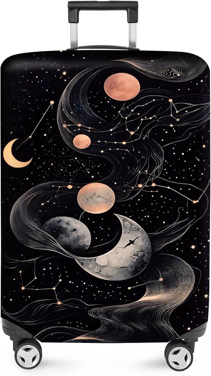 ANNA QUEEN Celestial Galaxy Luggage Cover, Moon & Stars Suitcase Protector by ANNAQUEEN