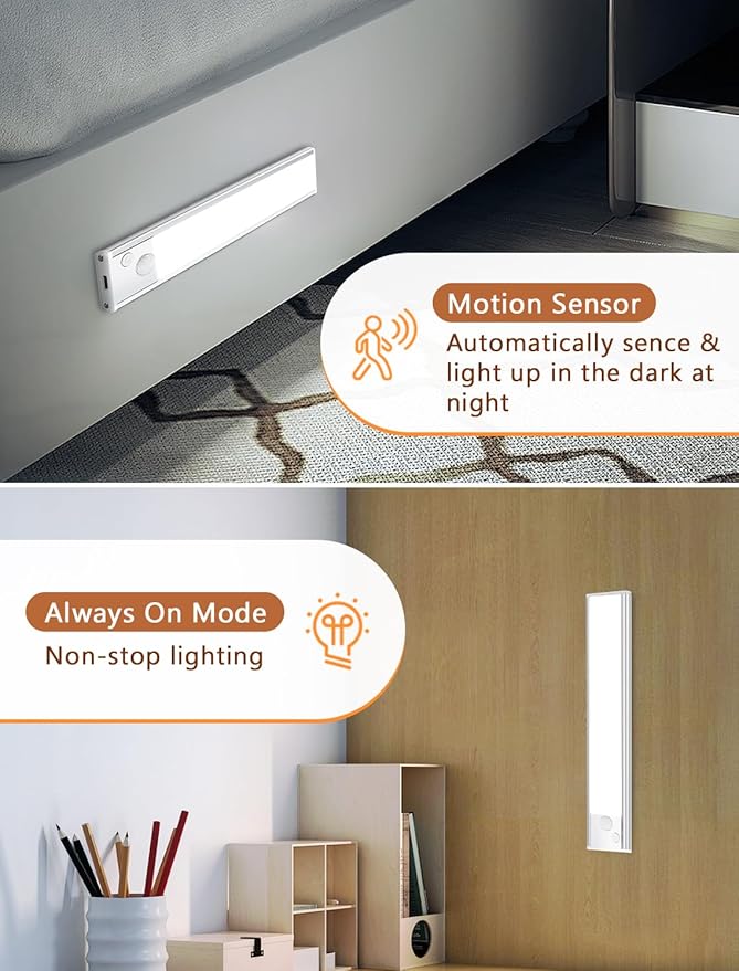 Under Cabinet Rechargeable Lighting: 12 Inch Motion Sensor Dimmable Lights - Image 6