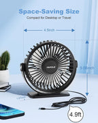 TriPole Desk Fan 2 Pack Black USB Powered Small Portable Fan, 3 Speeds - Image 2
