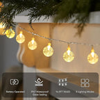 Metaku Globe String Lights Fairy Lights Battery Operated 16.4ft 50LED String - Image 4