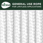 TECEUM Rope – 150 Feet x 1/4 Inch – White – Strong All-Purpose Utility Rope – - Image 9