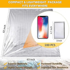 Emergency Survival Blanket, Mylar Thermal Blanket, Gigantic Space Blanket 82" x - Image 2