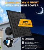 8W Solar Panel for Ring Camera, Spotlight Cam Battery, Includes Barrel Plug to - Image 2