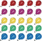 Meconard 25 Pack G40 Colored LED String Light Bulbs, E12/C7 Candelabra Base by Meconard