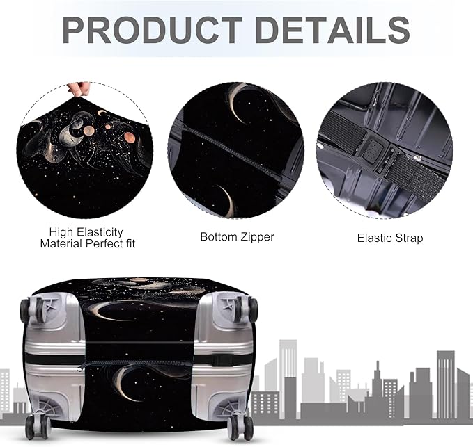 ANNA QUEEN Celestial Galaxy Luggage Cover, Moon & Stars Suitcase Protector - Image 3