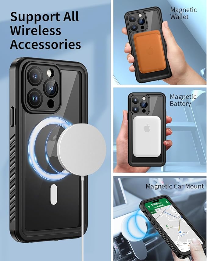 Lanhiem Magnetic for iPhone 14 Pro Max Case, Waterproof Dustproof Case - Image 2