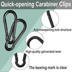 Black Carabiner, Heavy Duty Galvanized Steel Spring Snap Hook Carabiner Clips - Image 5